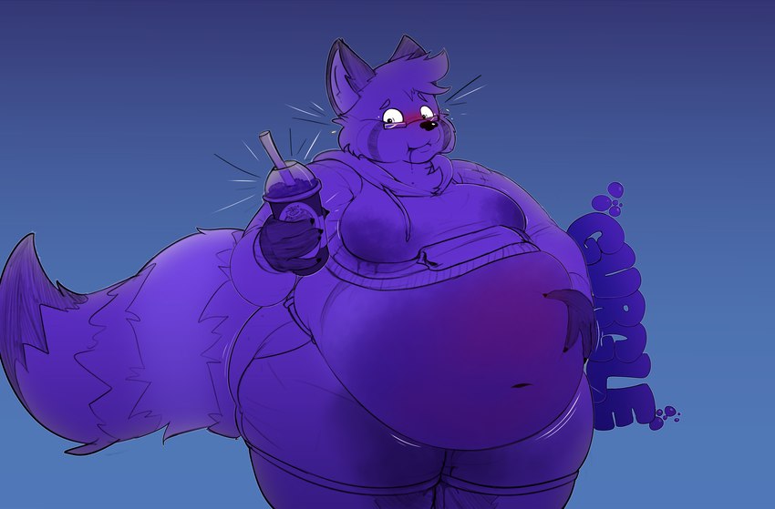 anthro bar_emanata belly belly_expansion belly_inflation berry_juice beverage big_belly blue_body blue_fur blueberry_inflation blueberry_juice blush bodily_fluids cheek_bulge claws clothed clothing emanata expansion eyewear fur glasses hand_on_belly holding_beverage holding_object hoodie inflation juice_(beverage) lactating lactating_juice lactating_through_clothing male male_lactation markings moob_expansion moobs motion_lines navel ring_(marking) ringed_tail slushie solo sound_effects stain stained_clothing standing striped_markings striped_tail stripes tail tail_markings text topwear unusual_bodily_fluids unusual_lactation wet wet_clothing swatchfodder ailurid mammal red_panda 2024 english_text hi_res