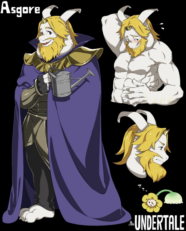 asgore dreemurr and flowey the flower (undertale (series) and etc) created by zaemon