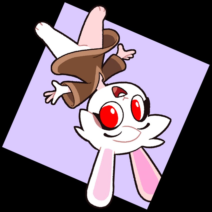 anthro big_eyes cosplay diamond_background female fur open_mouth purple_background red_eyes simple_background solo transparent_background upside_down white_body white_fur starbirbz carrots_(starbirbz) lagomorph leporid mammal rabbit 2018 alpha_channel