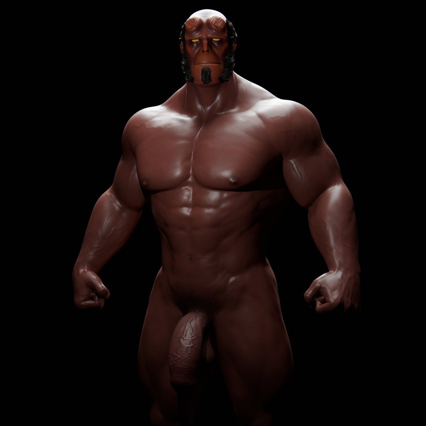 abs balls biceps genitals male muscular muscular_humanoid muscular_male nipples not_furry pecs red_body red_skin solo yellow_eyes voluox hellboy_(character) demon humanoid 1:1 3d_(artwork) absurd_res digital_media_(artwork) hi_res