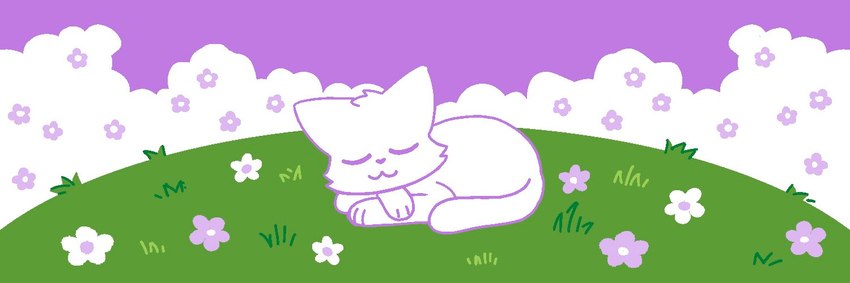 :3 ambiguous_gender banner_image feral flower fur genderqueer_pride_colors grass lgbt_pride outside plant pride_color_palette pride_colors quadruped sleeping solo tail lottory domestic_cat felid feline felis mammal 2023 3:1 digital_media_(artwork) restricted_palette