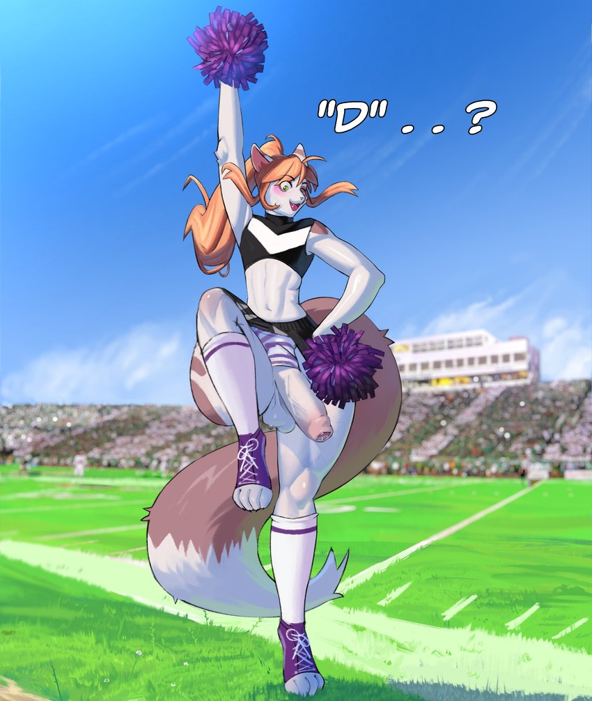 american_football anthro athletic athletic_male audience balls big_penis bottomwear cheering cheerleader cheerleader_outfit cheerleading_pose clothing day embarrassed femboy flashing_penis football_field footwear foreskin genitals glans group hair humanoid_genitalia humanoid_penis knee_highs knee_socks legwear long_hair male male_focus muscular outside paws pear-shaped_figure penis penis_poking_out pom_poms public public_nudity shocked shoes skirt sky slim socks solo_focus sport stadium surprise tail text thick_thighs toeless_footwear toeless_shoes underwear vein veiny_penis wardrobe_malfunction wide_hips nolansnsfw caliburny domestic_cat felid feline felis mammal absurd_res hi_res