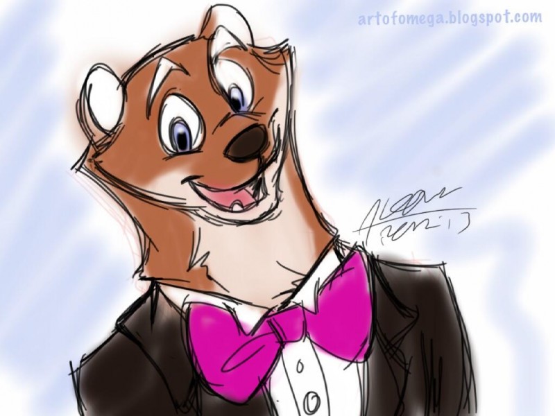 anthro bow_(feature) bow_tie looking_at_viewer male solo amonomega felix_arden least_weasel mammal mustelid musteline true_musteline weasel 4:3