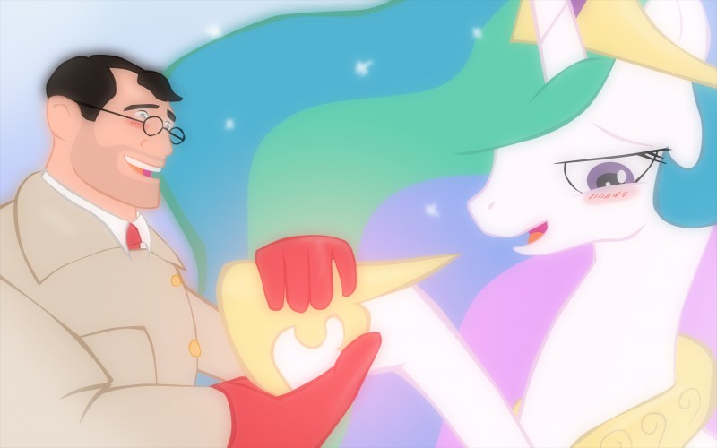 medic and princess celestia (friendship is magic and etc) created by psychroculus