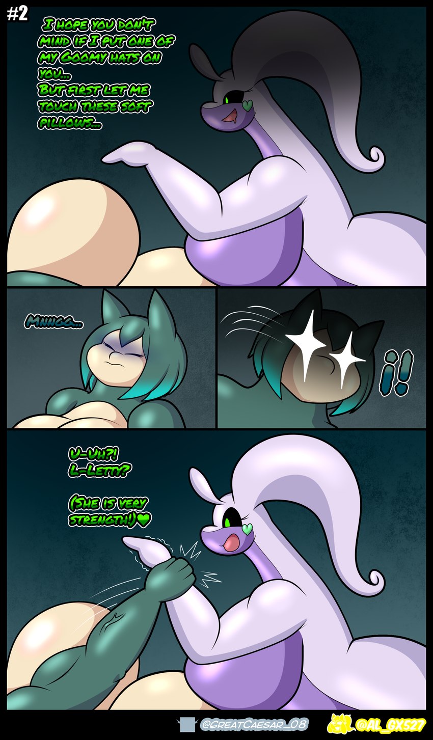 anthro belly big_breasts big_butt breasts butt duo female female/female green_body huge_breasts huge_butt mature_female overweight overweight_female purple_body sleep_walking sleeping slightly_chubby slightly_chubby_female tail text al_gx nintendo pokemon letty_(greatcaesar) opal_(al_gx) generation_1_pokemon generation_6_pokemon generation_9_pokemon goo_creature goodra pokemon_(species) snorlax absurd_res comic hi_res