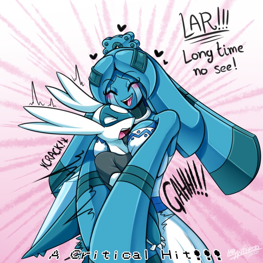 anthro black_heart black_text blue_body breasts clothed clothing dialogue dress duo exclamation_point eyebrows eyelashes eyes_closed female heart_symbol hug male motion_lines number open_mouth open_smile smile sound_effects teeth text tongue white_text latiar nintendo pokemon bellaria_(latiar) lar_(latiar) bronzong generation_3_pokemon generation_4_pokemon latios legendary_pokemon pokemon_(species) 1:1 2021 artist_name digital_media_(artwork) english_text hi_res