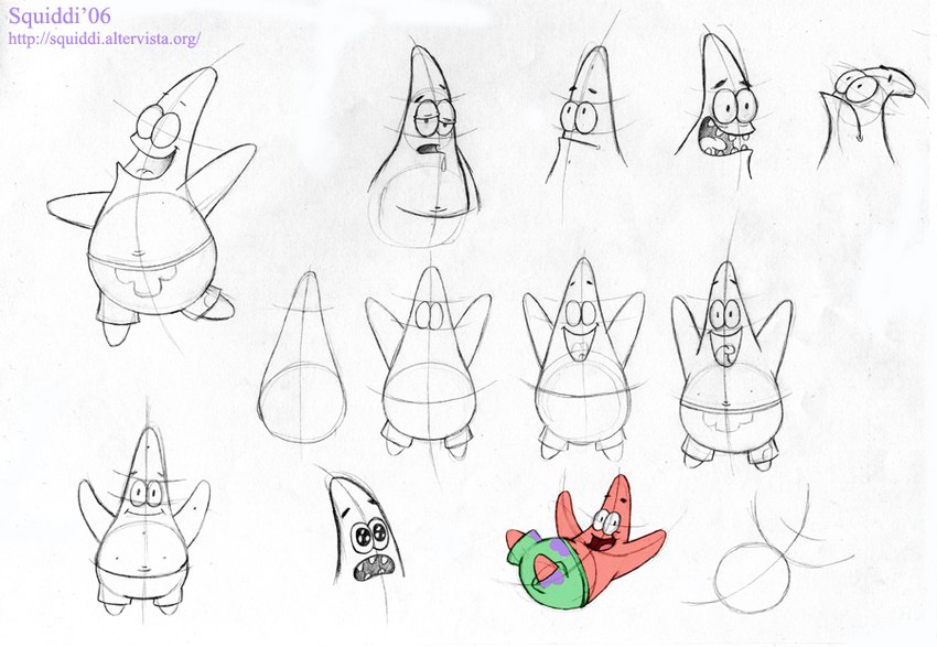 anthro bottomwear clothing floral_pattern floral_print how-to male pink_body pink_skin shorts simple_background solo white_background stepanda nickelodeon spongebob_squarepants patrick_star asterozoan echinoderm marine starfish 2006 guide_lines sketch sketch_page