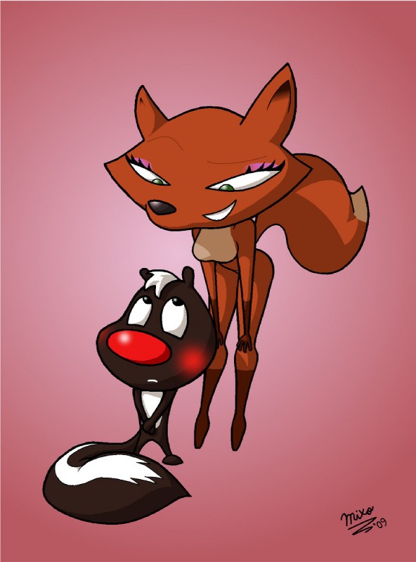 fox and skunk (cartoon saloon and etc) created by twistedmixoxx