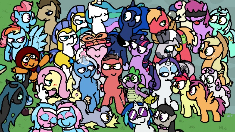 lyra heartstrings, princess celestia, twilight sparkle, queen chrysalis, doctor whooves, and etc (banned from equestria and etc) created by pokehidden