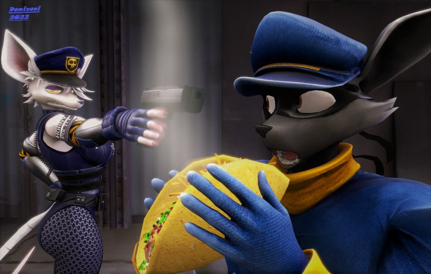 officer flint, sly cooper, and warfare sly cooper (sony interactive entertainment and etc) created by domizoni