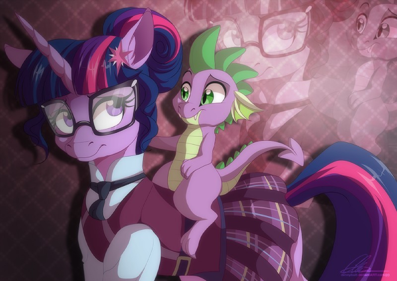 spike and twilight sparkle (friendship is magic and etc) created by dvixie