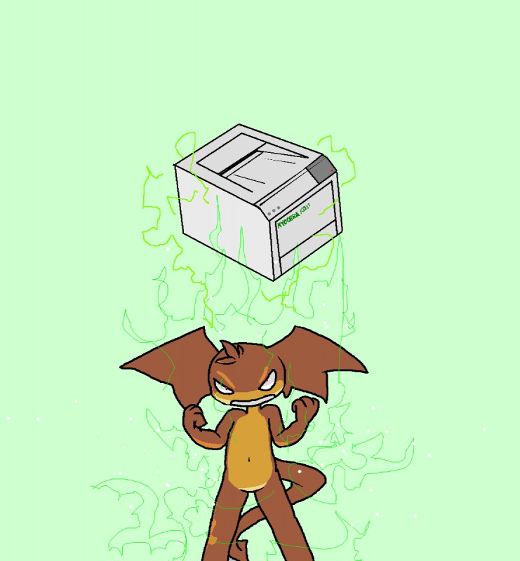 anthro biped floating head_wings kyocera male printer solo tail text unusual_wing_placement wings darkdoomer bandai_namco digimon patachu digimon_(species) patamon hi_res translation_request