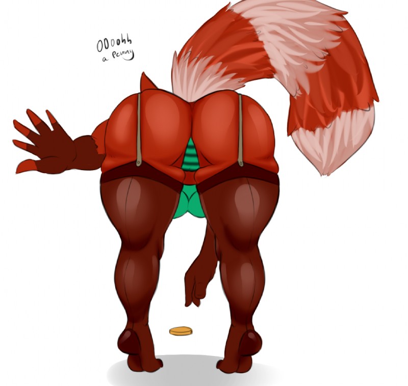 anthro bent_over big_butt butt clothing female legwear lingerie rear_view solo stockings thick_thighs thigh_highs underwear blackbetty ailurid mammal red_panda