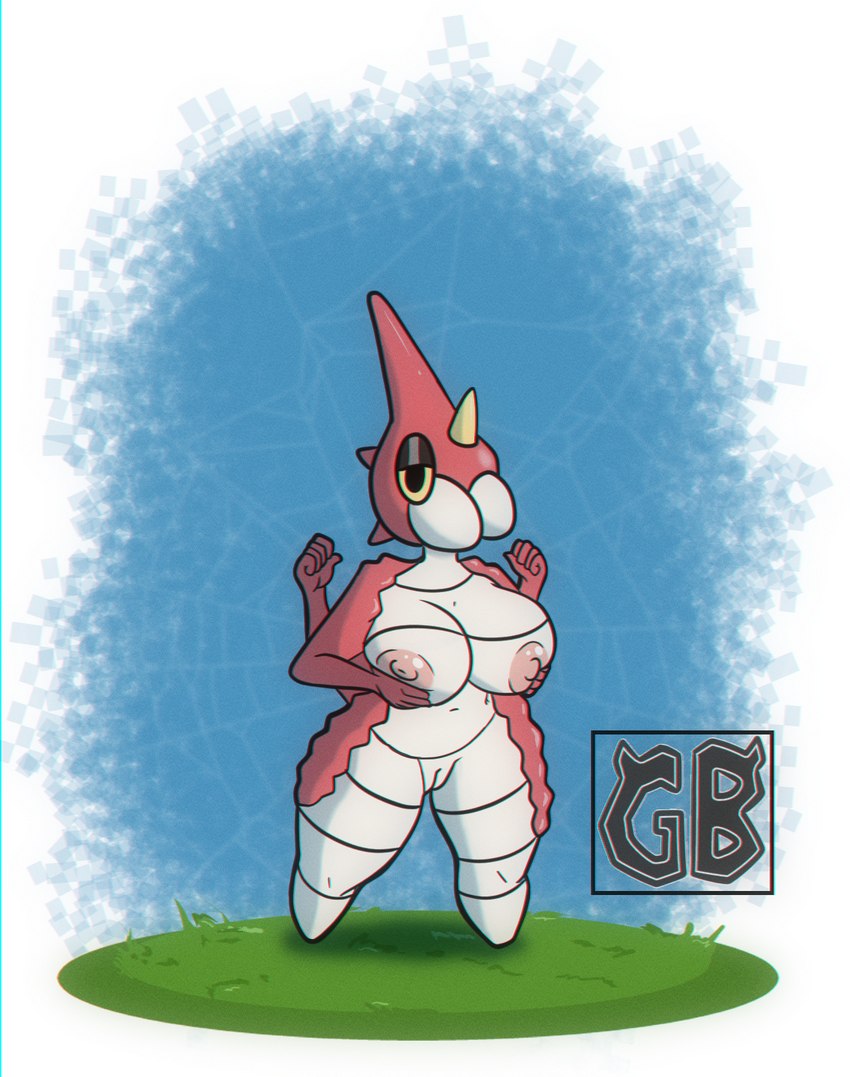 breasts eyeshadow female genitals holding_breast makeup multi_arm multi_limb nipples pussy short_stack terryeternity nintendo pokemon arthropod generation_3_pokemon pokemon_(species) wurmple hi_res