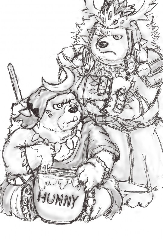 anthro duo eating male sitting gvh5wrtevrmxrzw sdorica crushfang_(sdorica_sunset) dagger_(sdorica_sunset) bear mammal polar_bear ursine 2018 hi_res