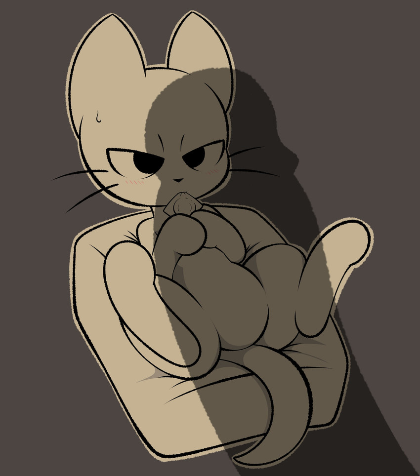 ambiguous_gender blush blush_lines condom condom_in_mouth condom_wrapper digitigrade featureless_crotch featureless_feet feet feral genitals lying male mouth_hold null object_in_mouth on_back penis presenting sexual_barrier_device solo spread_legs spreading unused_condom whiskers wrapped_condom fatalafterdark shikaruneko_(series) shikaruneko domestic_cat felid feline felis mammal absurd_res hi_res