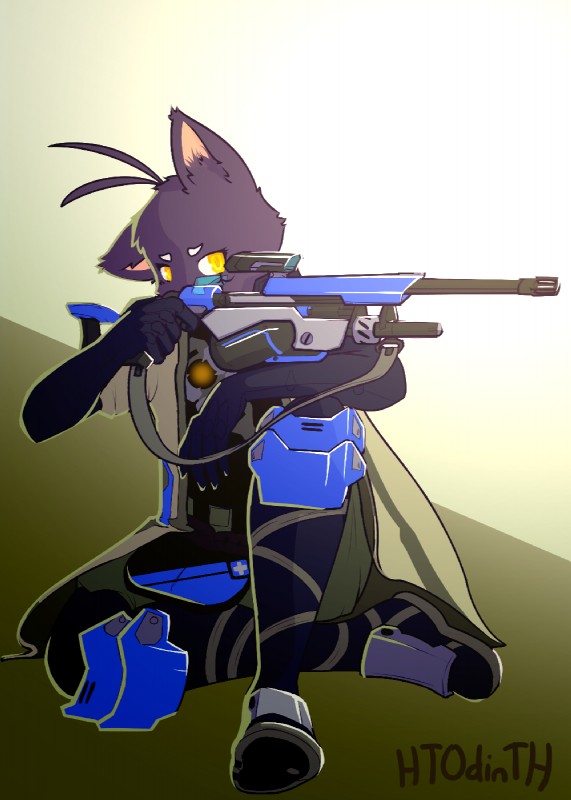 anthro clothed clothing fur male simple_background solo yellow_eyes htodinth blizzard_entertainment morenatsu overwatch ana_(overwatch) shin_(morenatsu) domestic_cat felid feline felis mammal 2016 hi_res