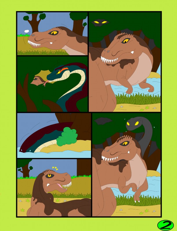 feral dinosaur prehistoric_species reptile scalie snake theropod titanoboa tyrannosaurid tyrannosauroid tyrannosaurus tyrannosaurus_rex rex_(disambiguation) absurd_res comic hi_res