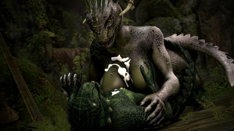 anthro anthrofied balls big_breasts bodily_fluids breast_play breasts cave cum cum_between_breasts cum_on_chest cum_on_penis duo female female_on_top genital_fluids genitals green_eyes horn larger_female male male/female male_on_bottom moss on_bottom on_top penis plant sex size_difference smaller_male titfuck yellow_eyes fox_whisper85 bethesda_game_studios microsoft skyrim the_elder_scrolls argonian lizard reptile scalie 16:9 3d_(artwork) 4k absurd_res digital_media_(artwork) hi_res source_filmmaker_(artwork) widescreen