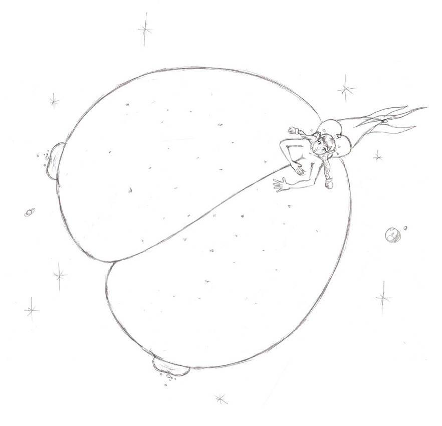 big_breasts breasts butt female huge_breasts hyper hyper_breasts macro nude nude_female simple_background solo space split_form white_background frakass alien marine merfolk 2014 sketch