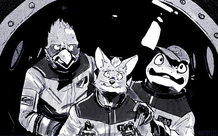 falco lombardi, fox mccloud, and slippy toad (nintendo and etc) created by mattbyles