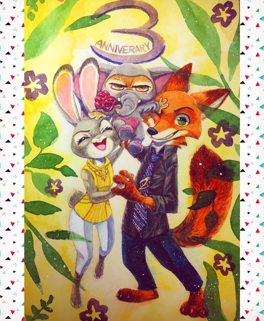 finnick, judy hopps, and nick wilde (zootopia and etc) created by ajie-g-sketchbook