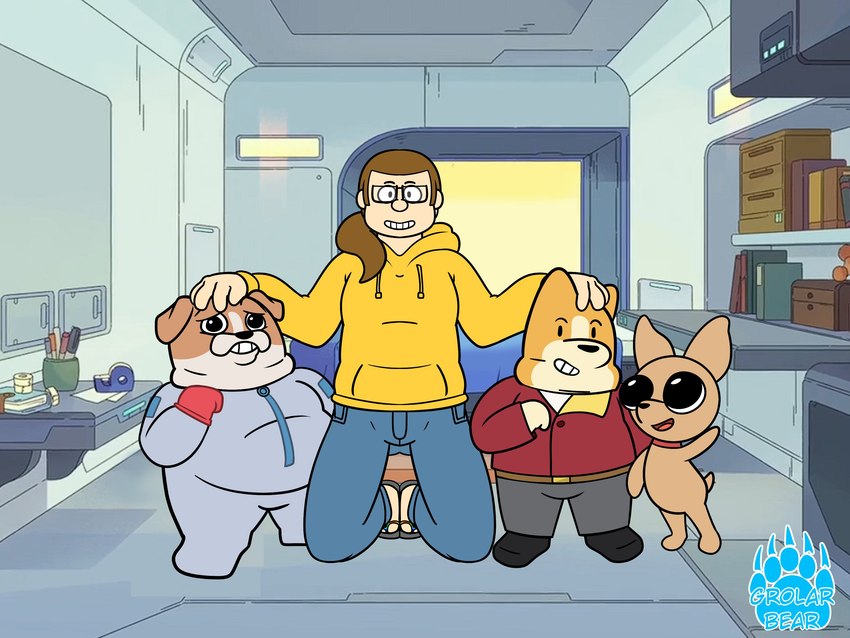 chonies, fan character, garbage, and loaf (dogs in space) created by grolarbearsins