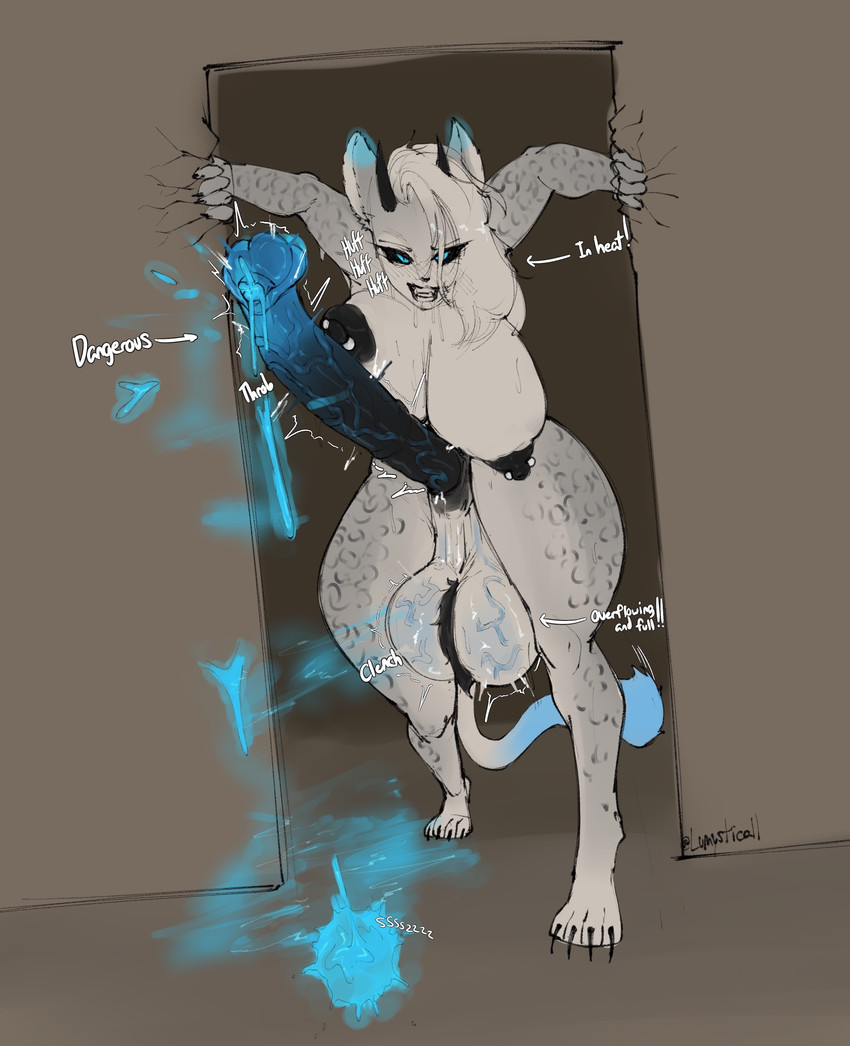 animal_genitalia animal_penis anthro balls big_balls big_breasts big_butt big_penis black_nipples black_sclera blue_cum blue_ear_tips blue_ears blue_eyes blue_penis blue_tail blue_tail_tip blue_veins bodily_fluids breasts butt clenching_balls colored_cum cracks cum cum_overflow dipstick_ears dipstick_tail drooling ear_markings equine_genitalia equine_penis erection genital_fluids genitals glowing glowing_cum glowing_ear_tips glowing_ears glowing_eyes glowing_precum glowing_tail glowing_tail_tip gynomorph horn huge_balls huge_penis hyper hyper_balls hyper_genitalia hyper_long_penis hyper_penis in_heat intersex leaking_cum leaking_precum markings mismatched_animal_penis mismatched_equine_penis mismatched_genitalia mismatched_penis multicolored_ears nipple_piercing nipples penis piercing precum saggy_balls saliva solo steam steaming steaming_body steaming_cum tail tail_markings thick_thighs throbbing throbbing_balls throbbing_penis unusual_bodily_fluids unusual_cum unusual_genital_fluids vein veiny_balls veiny_penis wide_hips lumystical riva_(rivetstheblue) demon felid hybrid mammal pantherine snow_leopard hi_res