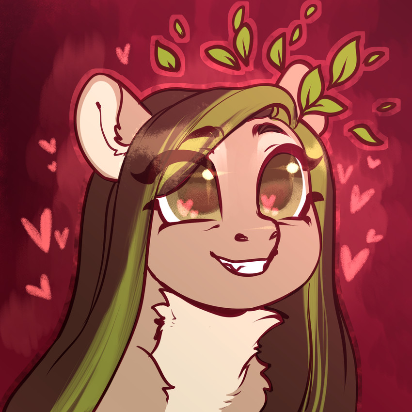 female feral glistening glistening_eyes heart_catchlight heart_eyes heart_symbol leaf leaf_hair looking_away plant plant_hair pseudo_hair simple_background smile solo squee wings helemaranth hasbro my_little_pony mythology helemaranth_(character) equid equine mammal mythological_creature mythological_equine pegasus 1:1 bust_portrait hi_res icon portrait