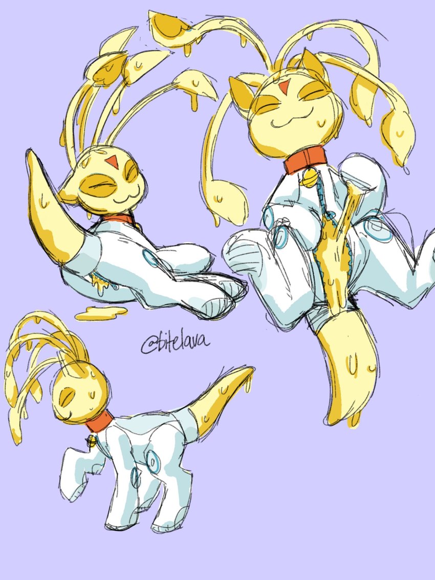 :3 ambiguous_feral ambiguous_gender astronaut collar feral misleading_thumbnail orange_collar semi-anthro simple_background slime solo spacesuit tailbutt yellow_body bitelava neopets fan_character aisha_(neopets) alien_neopet custard_neopet goo_creature hybrid neopet_(species) 3:4 hi_res