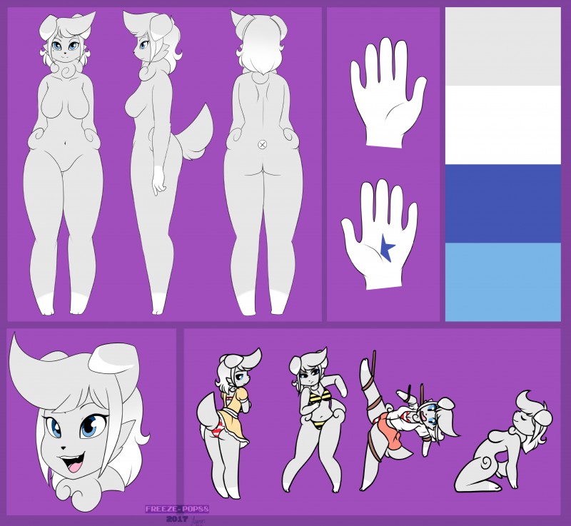 anthro blue_eyes clothing female fur grey_body grey_fur maid_uniform school_uniform solo swimwear uniform white_body white_fur freeze-pop88 nintendo pokemon espurr felid generation_6_pokemon mammal pokemon_(species) absurd_res digital_media_(artwork) full-length_portrait hi_res model_sheet portrait