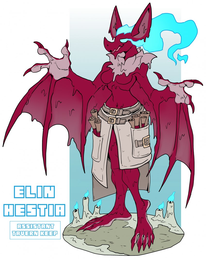 3_fingers 5_toes anthro belt bottomwear breasts candle cargo_shorts claws clothed clothing curvy_figure featureless_breasts feet female fingers fire flaming_hair glowing glowing_eyes hourglass_figure long_fingers long_toes melting membrane_(anatomy) membranous_wings navel neck_tuft no_pupils plantigrade pseudo_hair raised_heel shorts solo standing thick_thighs toes topless tuft wide_hips winged_arms wings ceehaz elin_(xandershadow) bat mammal wax_creature 2025 hi_res