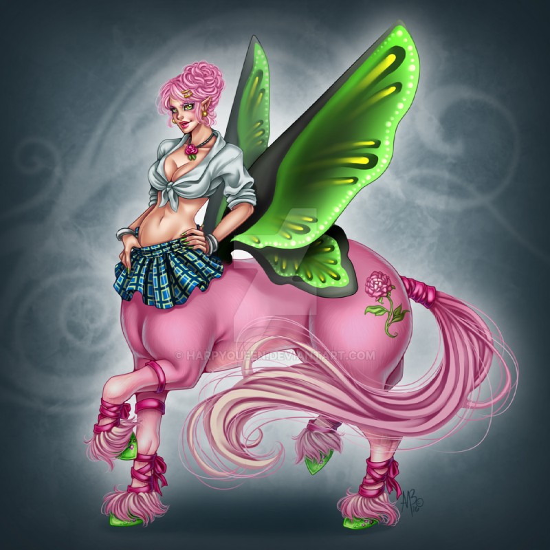 accessory bottomwear bracelet clothing ear_piercing feathering female flower fur green_hooves hair hair_accessory hair_up hooves insect_wings jewelry midriff necklace piercing pink_body pink_fur pink_hair plant ribbons rose_(flower) shirt skirt solo topwear wings harpyqueen european_mythology greek_mythology hasbro my_little_pony mythology centaur equid equid_taur humanoid_taur mammal mammal_taur taur 1:1