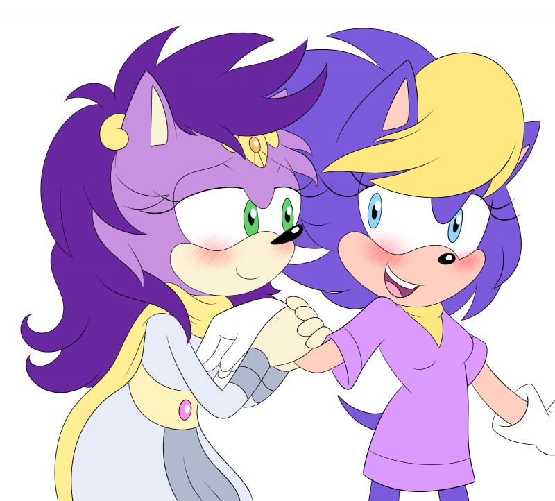 anthro clothed clothing duo female fully_clothed mature_anthro mature_female simple_background thin_thighs white_background chocolatechippi archie_comics sega sonic_the_hedgehog_(archie) sonic_the_hedgehog_(comics) sonic_the_hedgehog_(series) sonic_underground bernadette_hedgehog queen_aleena_hedgehog eulipotyphlan hedgehog mammal absurd_res crossover hi_res