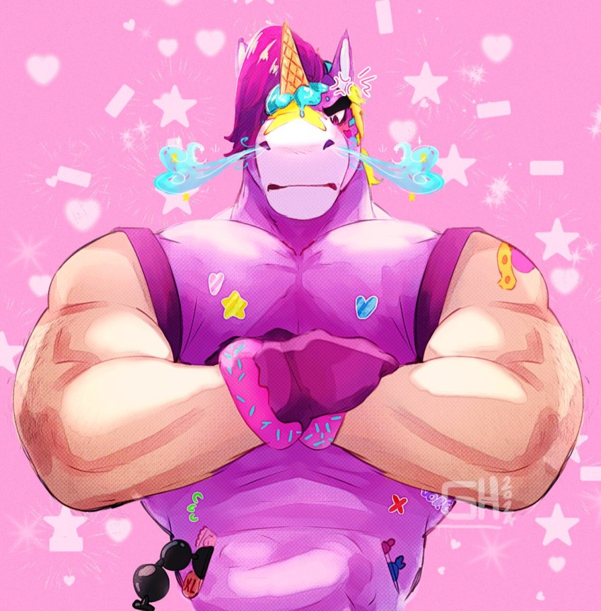 anal_beads angry anthro breath clothing condom crossed_arms dessert food front_view furrowed_brow gloves handwear horn ice_cream ice_cream_cone male muscular muscular_male pseudo_horn purple_body sex_toy sexual_barrier_device snort solo sticker tost_gh brawl_stars mythology supercell_(company) berry_(brawl_stars) equid equine mammal mythological_creature mythological_equine unicorn 2024 half-length_portrait icon portrait