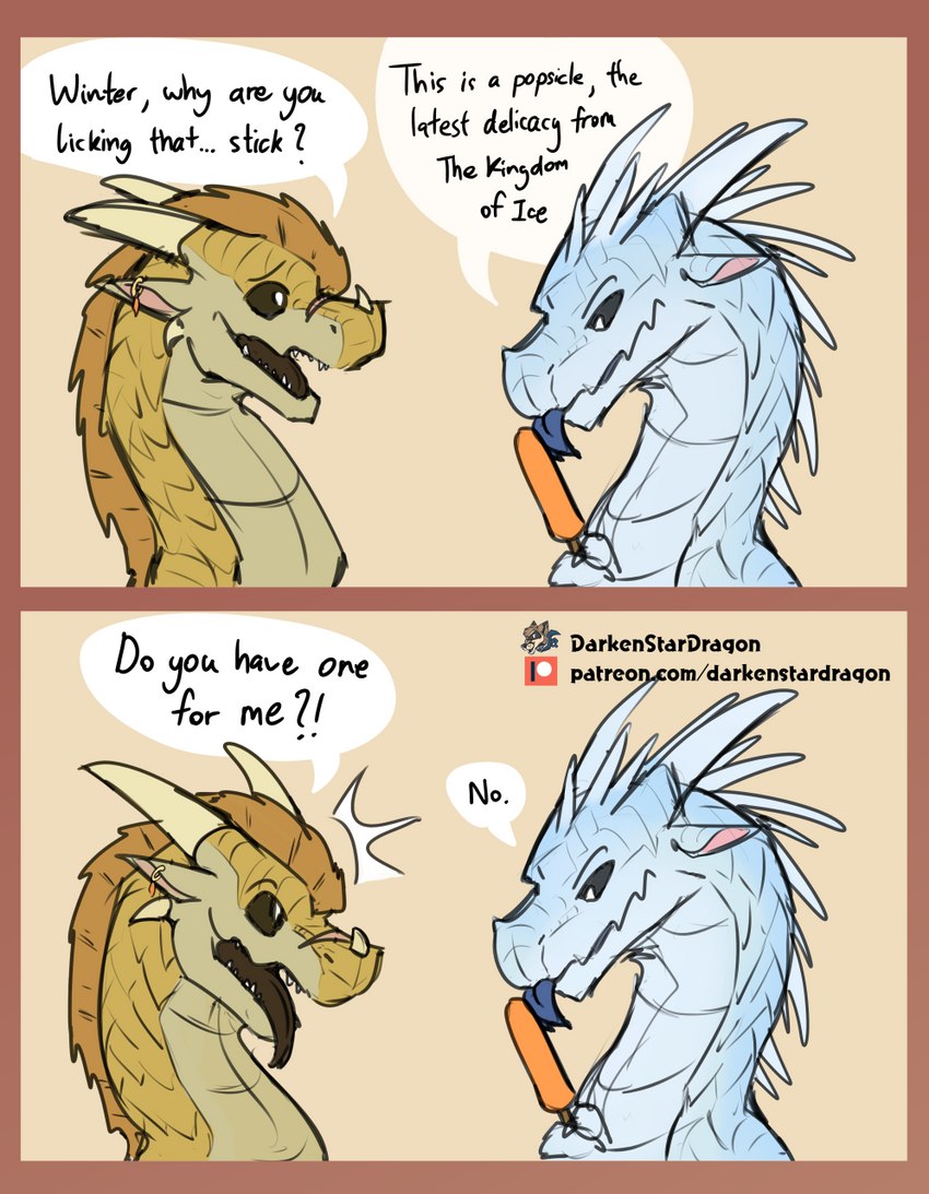 qibli and winter (wings of fire and etc) created by darkenstardragon