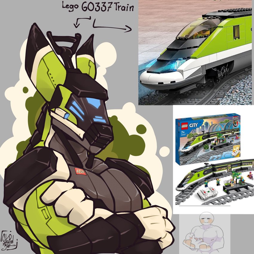 3_fingers anthro belly black_body black_markings black_nose black_scales black_text blocky_snout countershade_neck countershade_scales countershade_torso countershading crossed_arms dark_body dipstick_ears ear_markings electric_locomotive facial_scales fingers green_body green_scales grey_background grey_belly grey_body grey_countershading grey_scales headlights lego_brick lego_set locomotive logo machine male markings metallic_body multicolored_body multicolored_ears multicolored_scales muscular muscular_anthro muscular_male pantograph photo plated_scales protogen_visor reference_image reverse_countershading scale_markings scales shoulder_pads simple_background solo text toy toy_train train vehicle ventral_scales white_body white_markings white_scales dextremm how_to_dragon_your_train lego mythology dragon humanoid hybrid lego_minifigure living_machine living_train living_vehicle locomorph mythological_creature mythological_scalie reptile robot robot_humanoid scalie 1:1 2023 bust_portrait digital_drawing_(artwork) digital_media_(artwork) english_text hi_res meme portrait signature