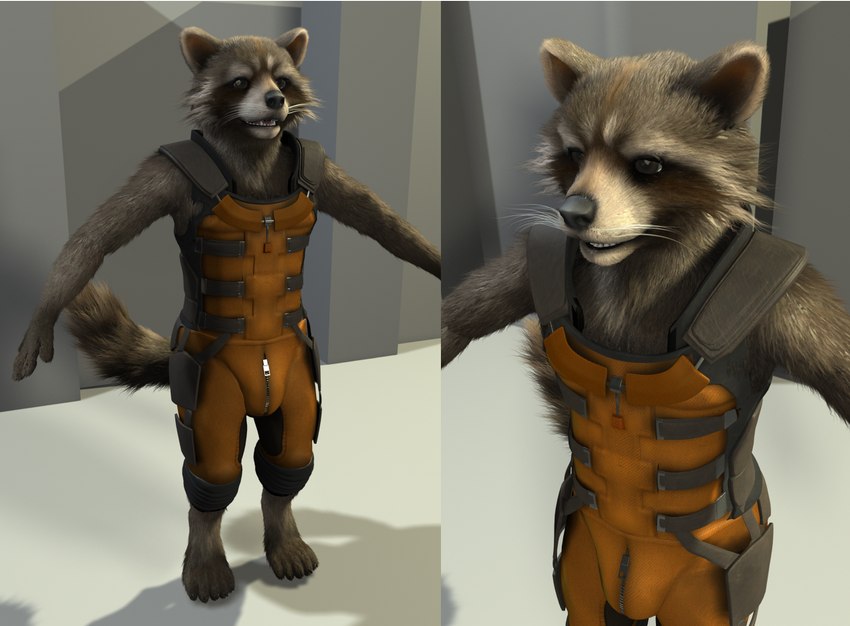 5_toes a-pose anthro barefoot bulge clothed clothed_anthro clothed_male clothing feet fluffy fluffy_tail fur male open_mouth solo standing tail toes h0rs3 guardians_of_the_galaxy marvel rocket_raccoon mammal procyonid raccoon 2015 3d_(artwork) digital_media_(artwork) lol_comments