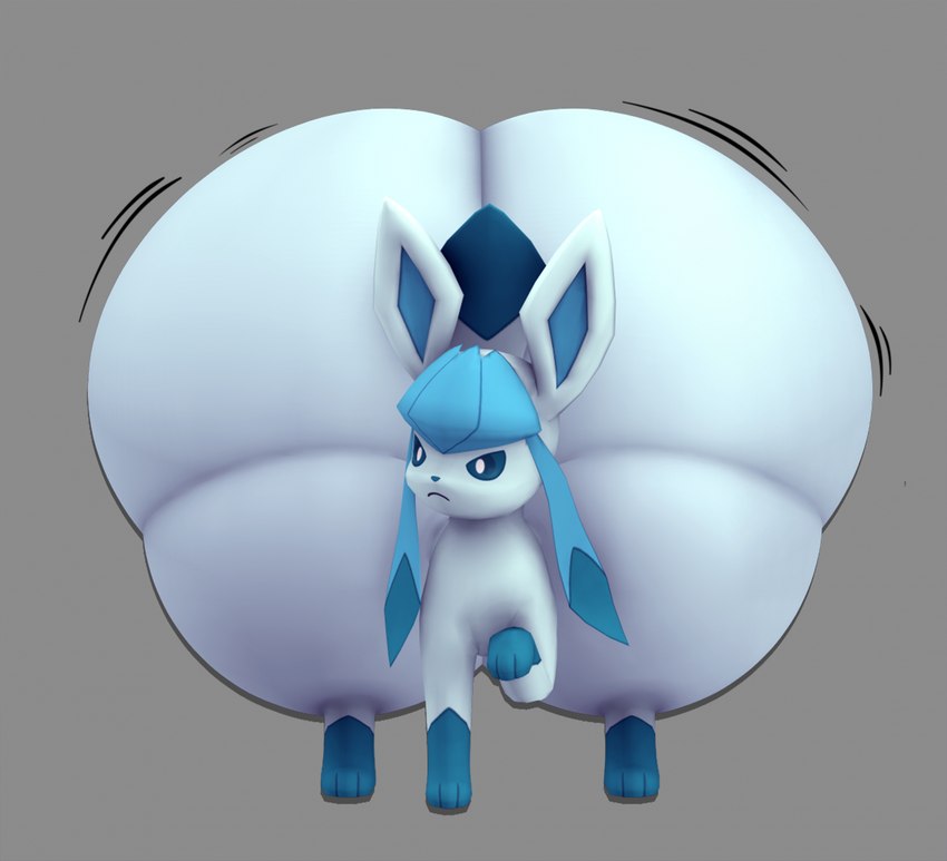 ambiguous_gender big_butt butt feral frown huge_butt hyper hyper_butt solo cindablimp nintendo pokemon eeveelution generation_4_pokemon glaceon pokemon_(species) 2024 hi_res