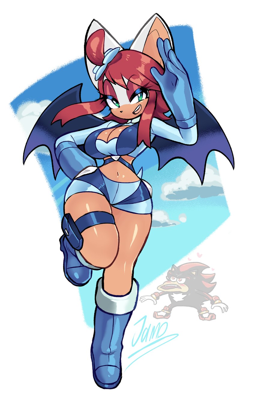 anthro blush boots bottomwear breasts cleavage clothed clothing cosplay crossover_cosplay duo female footwear gesture gym_leader hand_on_hip heart_symbol hotpants legband looking_at_viewer male midriff shoes shorts waving wide_hips wings jamoart 2024_pokemon_gigaleak nickelodeon nintendo pokemon sega shadow_loves_latinas sonic_the_hedgehog_(series) spongebob_squarepants spongegar_(meme) rouge_the_bat shadow_the_hedgehog skyla_(pokemon) bat eulipotyphlan hedgehog mammal 2024 absurd_res crossover hi_res meme