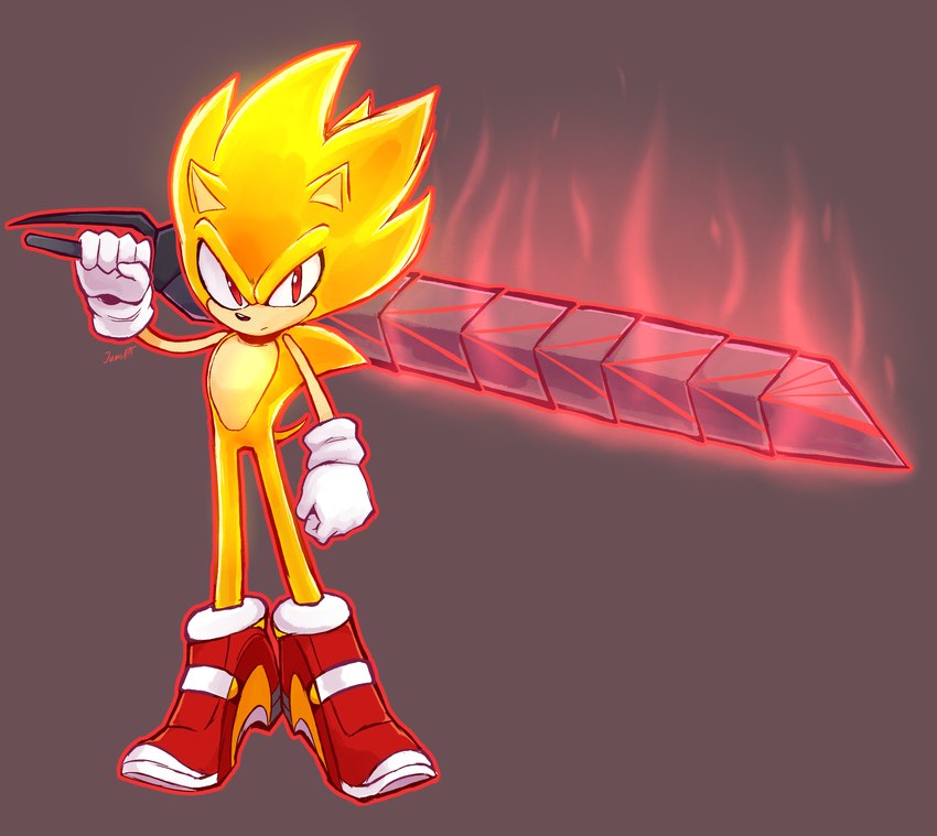 5_fingers anthro biped black_nose clothing fingers footwear front_view fur gloves handwear holding_melee_weapon holding_object holding_sword holding_weapon male melee_weapon red_eyes shoes simple_background soap_shoes solo super_form sword weapon white_clothing white_gloves white_handwear yellow_body yellow_fur jamoart sega sonic_frontiers sonic_the_hedgehog_(series) sonic_the_hedgehog super_sonic eulipotyphlan hedgehog mammal 2022 absurd_res full-length_portrait hi_res portrait signature