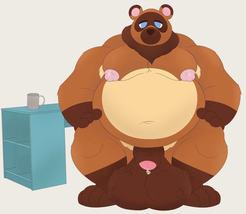 anthro balls big_balls cock_vore digestion duo genitals group huge_balls hyper hyper_balls hyper_genitalia male nude penile penis size_difference trio vore jon_noj animal_crossing nintendo tom_nook_(animal_crossing) canid canine mammal raccoon_dog tanuki hi_res