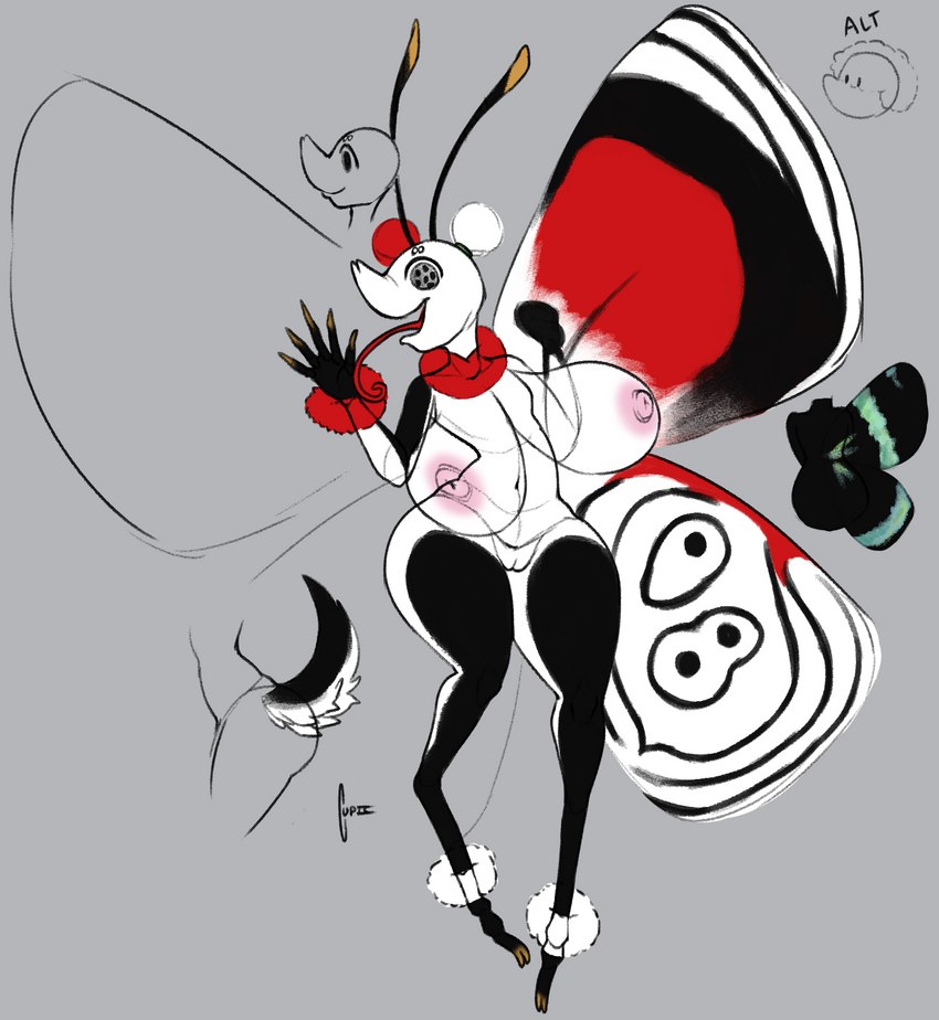 antennae_(anatomy) anthro big_breasts breasts female fluffy fluffy_tail genitals long_tongue neck_tuft pom_poms pussy snout solo tail tongue tuft wings cupic animal_humanoid arthropod arthropod_humanoid butterfly_humanoid humanoid insect insect_humanoid lepidopteran lepidopteran_humanoid hi_res