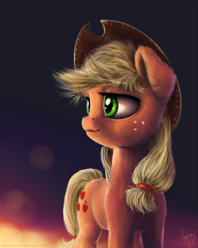 abstract_background blonde_hair clothing cowboy_hat cutie_mark female feral freckles fur green_eyes hair hat headgear headwear orange_body orange_fur solo nemo2d friendship_is_magic hasbro my_little_pony applejack_(mlp) earth_pony equid equine horse mammal pony 2016 4:5 absurd_res digital_media_(artwork) digital_painting_(artwork) hi_res painting_(artwork)