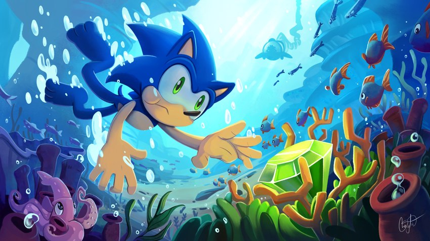 3_toes 5_fingers anthro bubble chaos_emerald coral_reef feet fingers gem green_eyes male paws quills_(anatomy) swimming tentacles toes underwater water sheylog sega sonic_the_hedgehog_(series) dr._eggman sonic_the_hedgehog anthozoan cephalopod cnidarian coleoid coral decapodiform eulipotyphlan fish hedgehog human mammal marine mollusk octopodiform octopus squid absurd_res hi_res