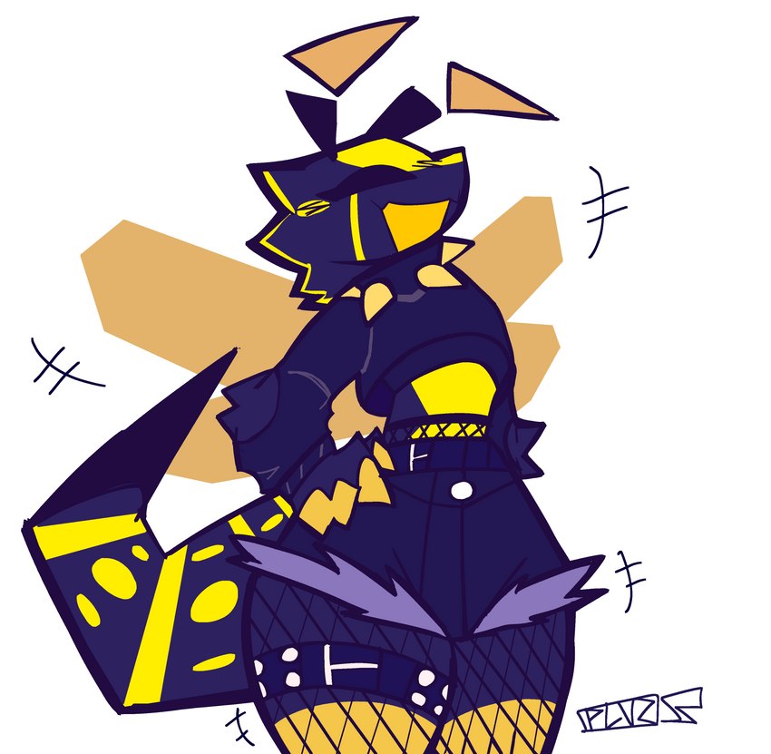 alternative_fashion anthro bottomwear choker claws clothing femboy fishnet_clothing garter_straps hoodie jewelry laugh male necklace shorts solo stinger_tail thick_thighs topwear unusual_antennae wings plvzmacatz parasyte_(plvzmacatz) arthropod hymenopteran insect wasp absurd_res hi_res icon