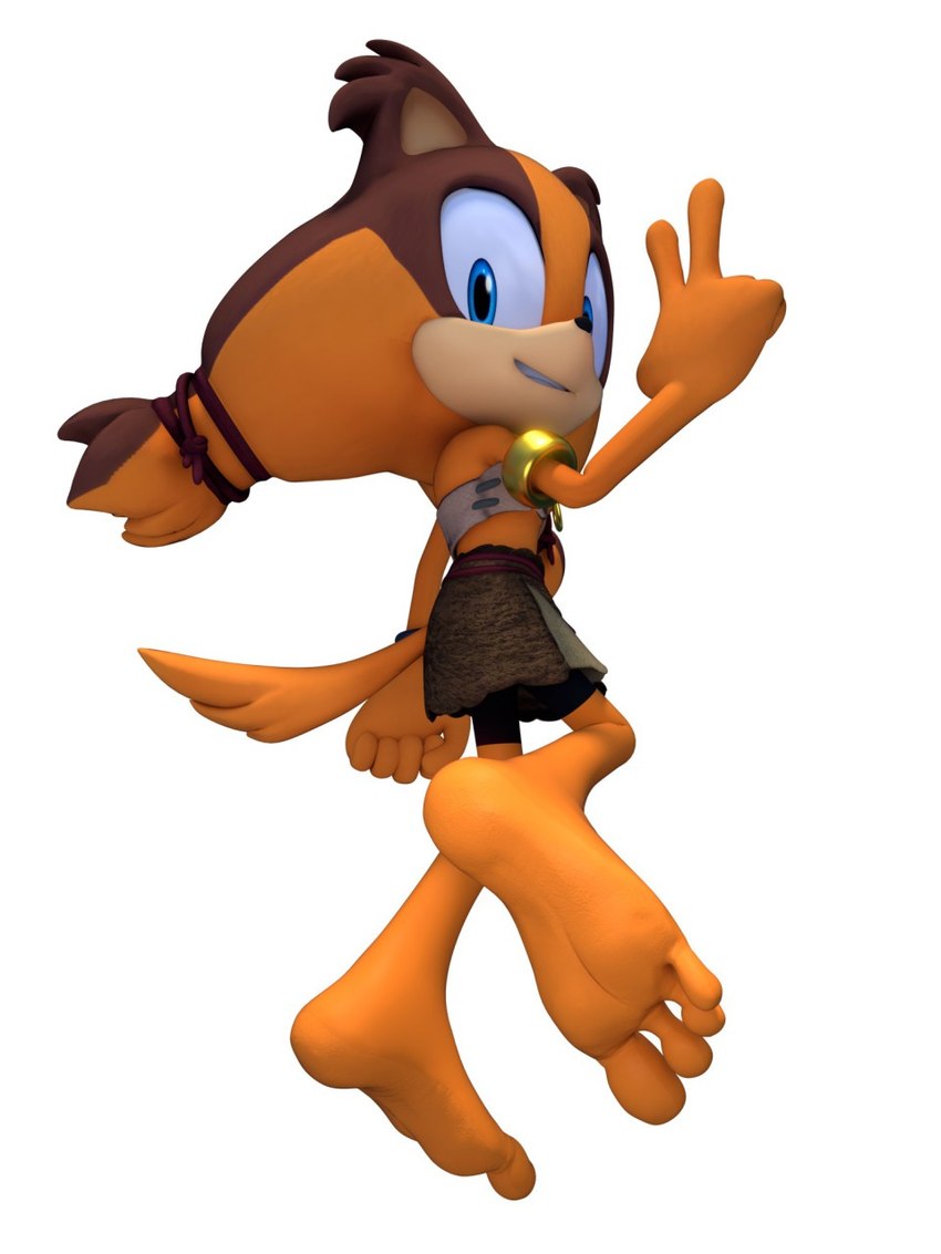 4_toes anthro barefoot clothed clothing feet female gesture hand_gesture humanoid_feet looking_at_viewer orange_body plantigrade simple_background soles solo toes v_sign white_background feetymcfoot sega sonic_boom sonic_the_hedgehog_(series) sticks_the_jungle_badger badger mammal mustelid musteline 2017 3:4 3d_(artwork) digital_media_(artwork) hi_res