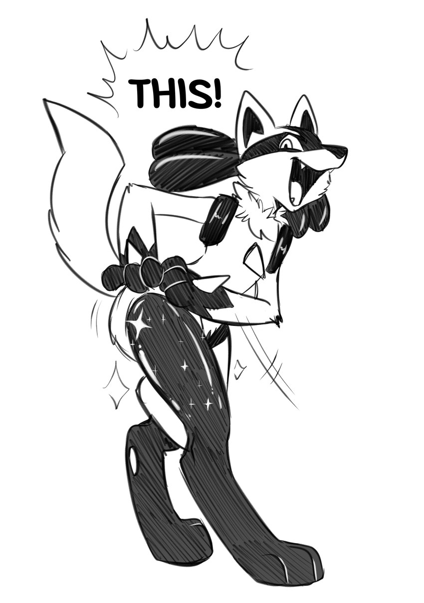 ambiguous_gender anthro biped bottomwear character_quote chest_spike clothing dialogue digitigrade hand_on_leg humor looking_at_viewer male pants paws pseudo_clothing simple_background solo sparkles spikes spikes_(anatomy) standing talking_to_viewer text white_background fizzy-dog disney nintendo pokemon the_emperor's_new_groove canid canine generation_4_pokemon lucario mammal pokemon_(species) 2022 2024 absurd_res digital_media_(artwork) english_text greyscale hi_res monochrome