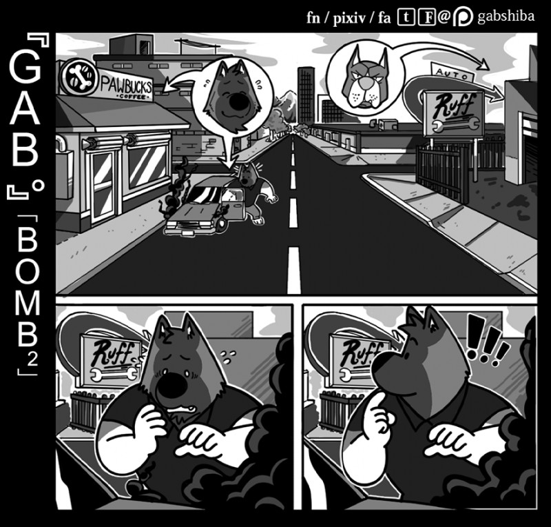 ruff bull and voff akita (gab (comic)) created by gabshiba