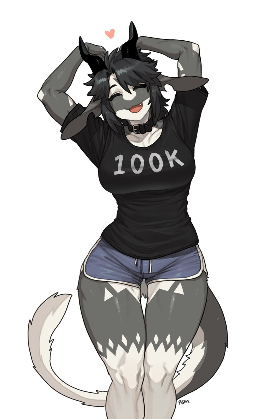 anthro black_clothing black_shirt black_topwear blue_bottomwear blue_clothing blue_shorts bottomwear breasts clothing collar dolphin_shorts eyes_closed female fur fur_markings heart_symbol hotpants markings number_on_shirt number_on_t-shirt number_on_topwear open_mouth shirt shorts simple_background solo tail text text_on_clothing text_on_shirt text_on_topwear thigh_gap topwear pgm300 mythology chabett dragon furred_dragon furred_scalie mythological_creature mythological_scalie reptile scalie wingless_dragon 2022 hi_res meme